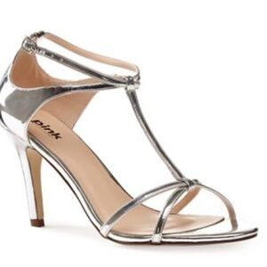 Pink By Paradox London_Silver Strappy T-bar strap ‘Peyton’ Heel Sandal